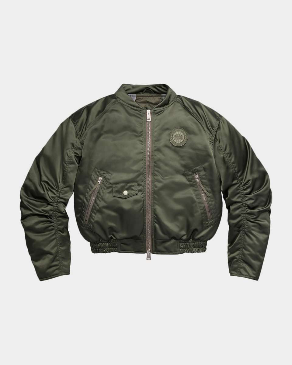 Jade Down Satin Bomber Jacket